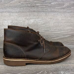 Clarks Bushacre II Men's Sz 12M Brown Beeswax Leather 2-Eye Lace Up Chukka Boots